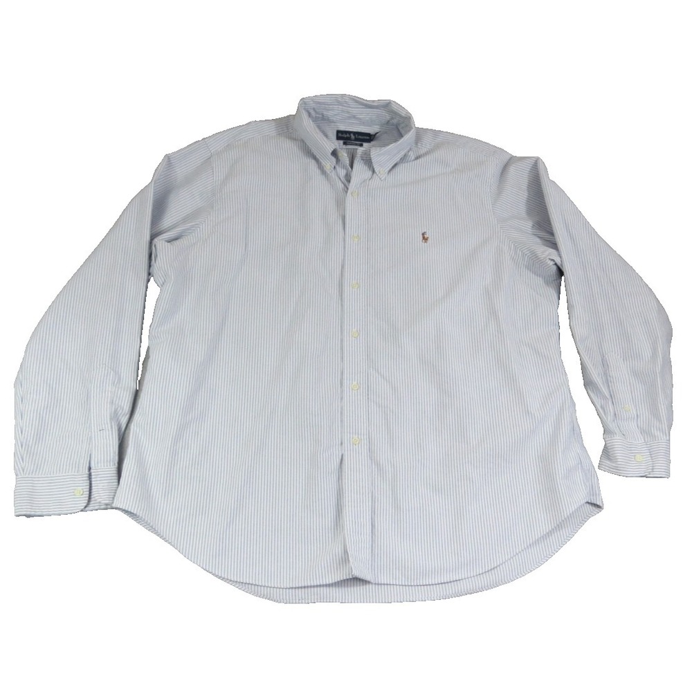 Ralph Lauren XXL Blue Stripe Classic Fit Button Down Shirt Pony Logo - Picture 1 of 9
